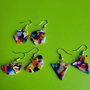 Wired wrapped 3 pc set:muti colored earring set